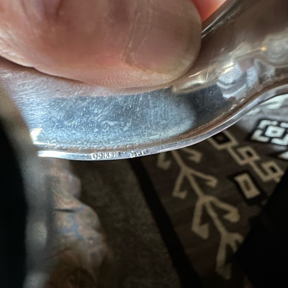 Vintage Hand Crafted Sterling Silver Artisan Cuff (initialed) Made in Mexico. - Picture 6 of 6